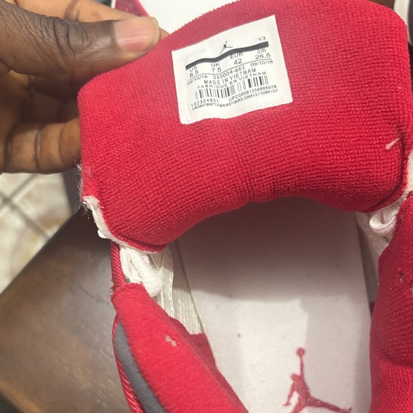 Jordan Kids Red and Gray High-Top Sneakers - Picture 7 of 11